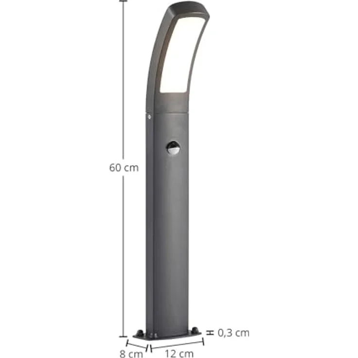 Lindby LED Außenleuchte Moshe, 1 flammig mit Bewegungsmelder, spritzwassergeschützt, schwarz, aus Aluminium, IP54, Wegeleuchte Pollerleuchte – Bild 5
