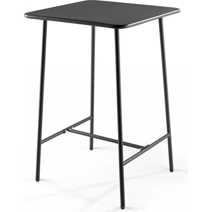 Oviala Stehtisch, quadratisch, grau, pulverbeschichteter Stahl, 70x70x105 cm, ideal für kleine Räume
