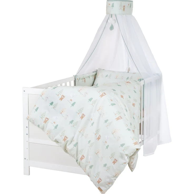 roba Kinderbettgarnitur 'Woodland Buddies' 4-teilig - Himmel, Nestchen & Bettwäsche - Pastellgrün – Bild 3