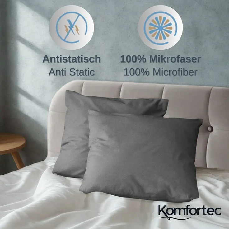 Komfortec Bettwäsche Premium, 135 x 200 bis 220 x 240 cm, 6 verschiedene Größen zur Auswahl, gebürstet 100% Mikrofaser, 3 teilig, Superweiches Bettwäsche-Set, Knitterfrei, Atmungsaktiv – Bild 2