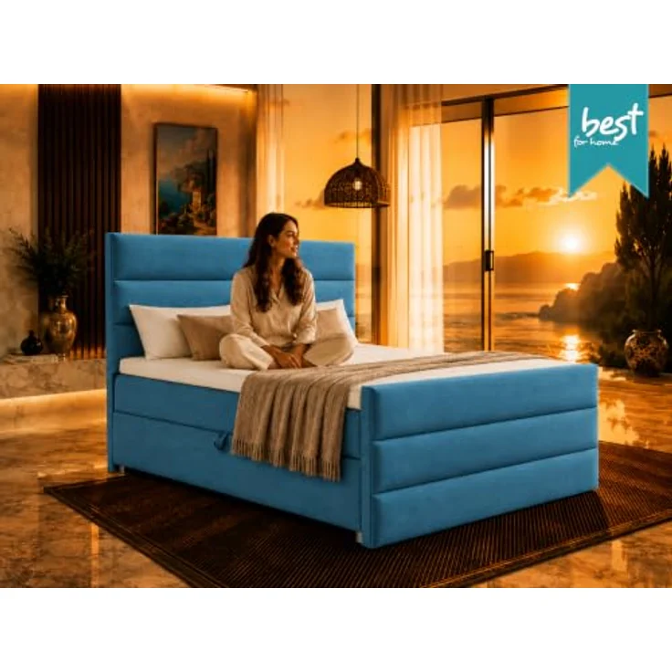 Best for Home Trinity K-1 LUX Boxspringbett, Modernes Boxspringbett mit Stauraum, 7-Zonen-Bonnell-Federkernmatratze, PUR-Schaum-Topper, verschiedene Größen erhältlich – Bild 3