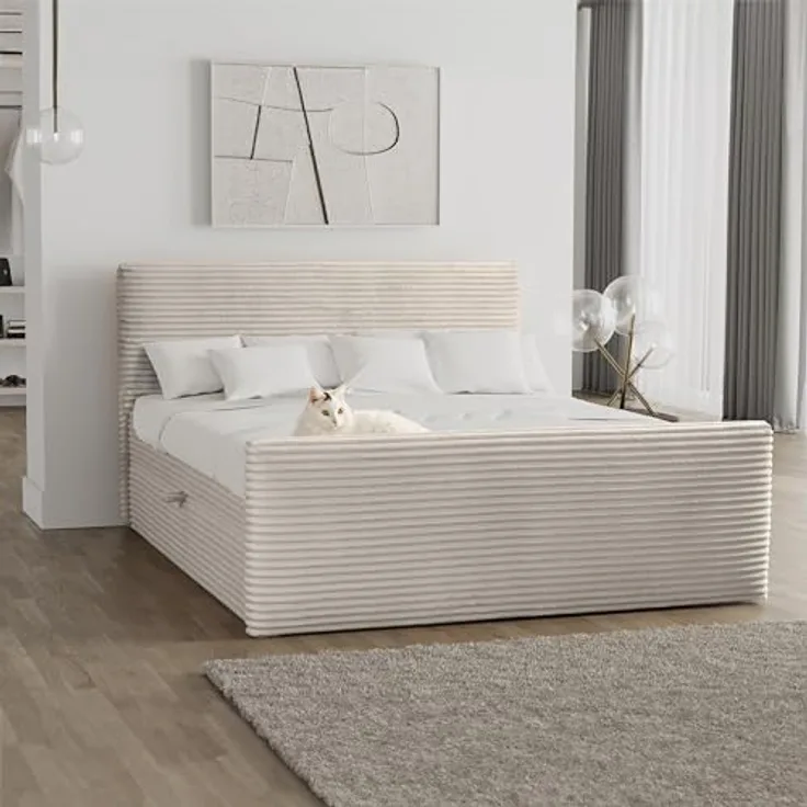 Kaiser Möbel Boxbett Trento, Ecru, Boxspringbett mit 2 Bettkästen, H3, Höhe ca. 20 cm, 140x200 cm