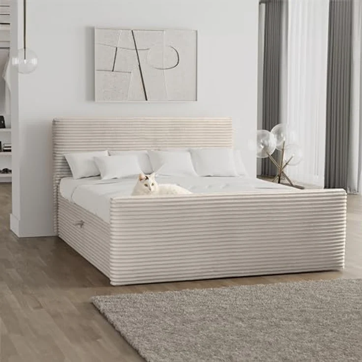 Kaiser Möbel Boxbett Trento, Ecru, Boxspringbett mit 2 Bettkästen, H3, Höhe ca. 20 cm, 140x200 cm – Bild 1