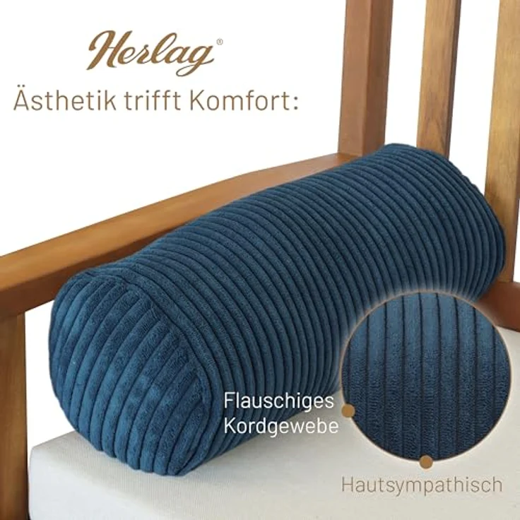 Herlag Nackenrolle Kissenrolle ELLA, 65x20cm oder 40x15cm, 4 Farben, Wohnzimmer, Schlafzimmer – Bild 4