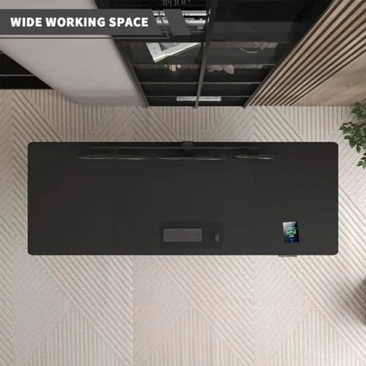 JUMMICO Schreibtisch elektrisch höhenverstellbar mit Kabelwanne & USB-Buchse, Schwarz, 200x80 cm – Bild 6