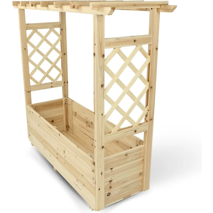 2er Set Pflanzkästen mit Rankgittern & Dach - Tannenholz - 98 x 33 x 103cm – Bild 3