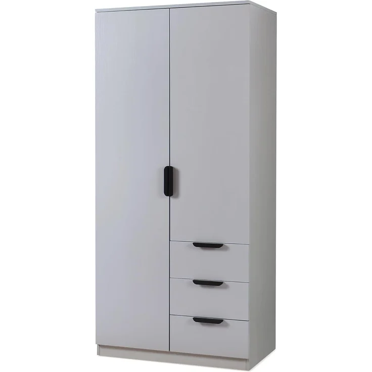 Kleiderschrank Eiselfing 176x80x52 cm 3 Schubladen Grau [en. casa] – Bild 5
