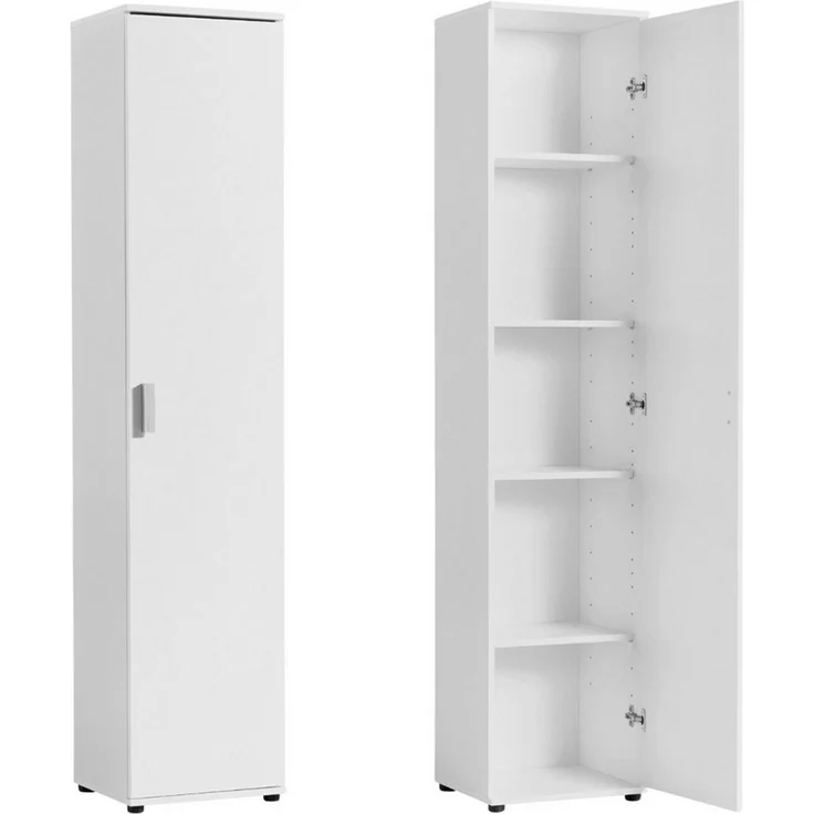 Home Collective Mehrzweckschrank Schmaler 40 cm breit mit 1 Tür & 4 Einlegeböden (Universalschrank Haushaltsschrank für Haushalt, Flur, Büro oder Schlafzimmer) 40x35x184 cm (BxTxH), Weiß – Bild 1