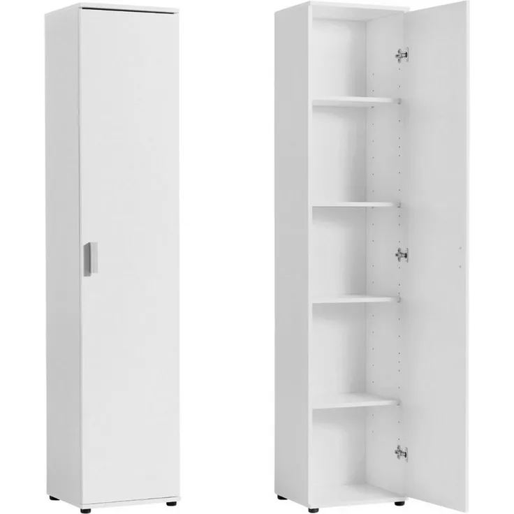 Home Collective Mehrzweckschrank Schmaler 40 cm breit mit 1 Tür & 4 Einlegeböden (Universalschrank Haushaltsschrank für Haushalt, Flur, Büro oder Schlafzimmer) 40x35x184 cm (BxTxH), Weiß