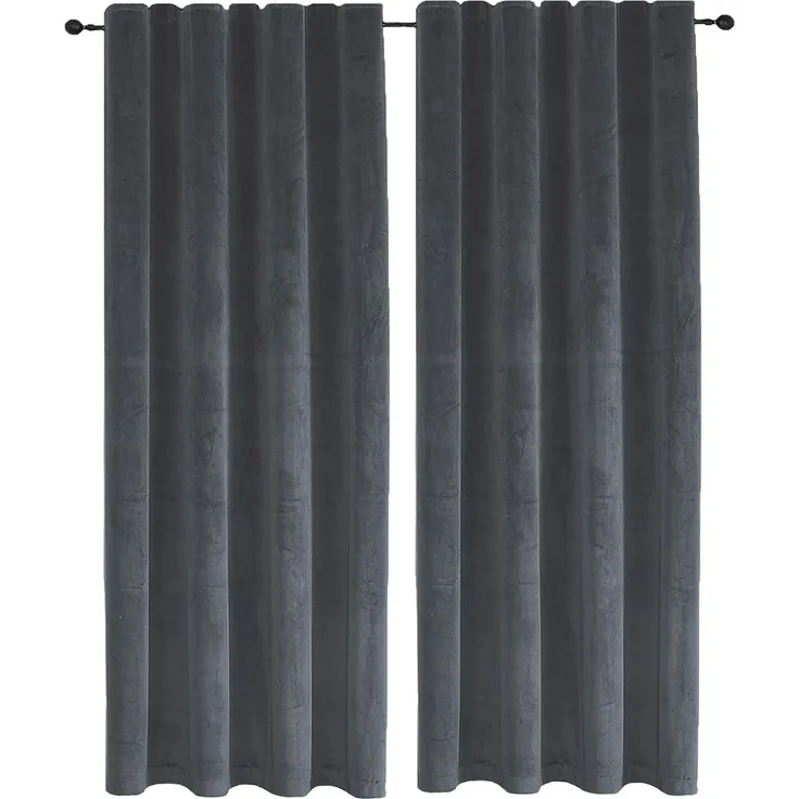 Haus und Deko Gardine Samt Vorhang 2er Set Kräuselband 140x175 cm Verdunkelungsvorhang Samt, Kräuselband (2 St), Polyester