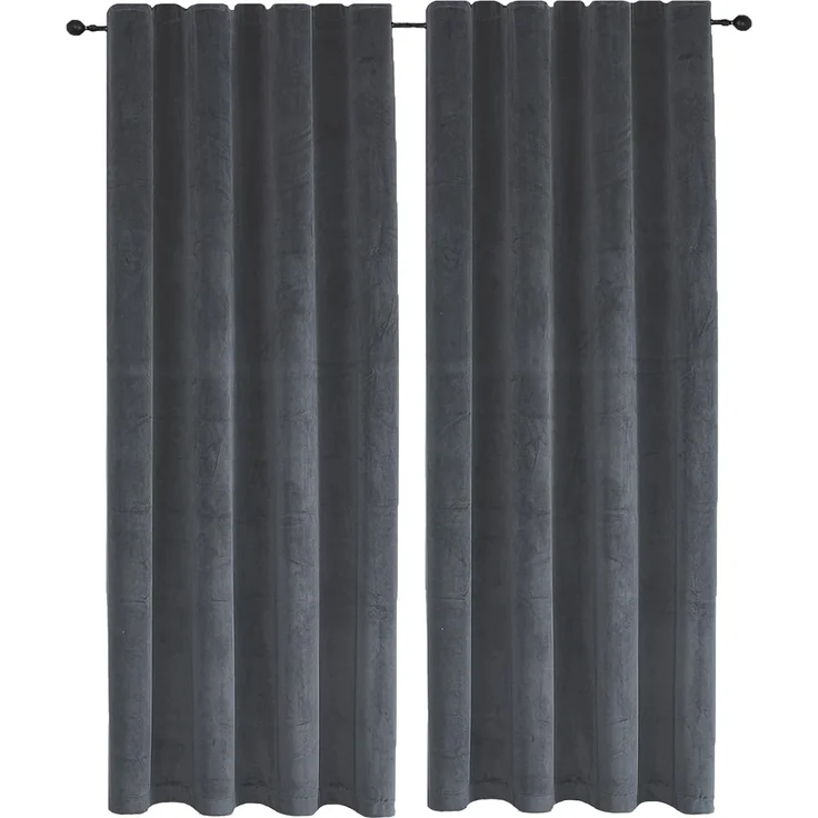 Haus und Deko Gardine Samt Vorhang 2er Set Kräuselband 140x175 cm Verdunkelungsvorhang Samt, Kräuselband (2 St), Polyester