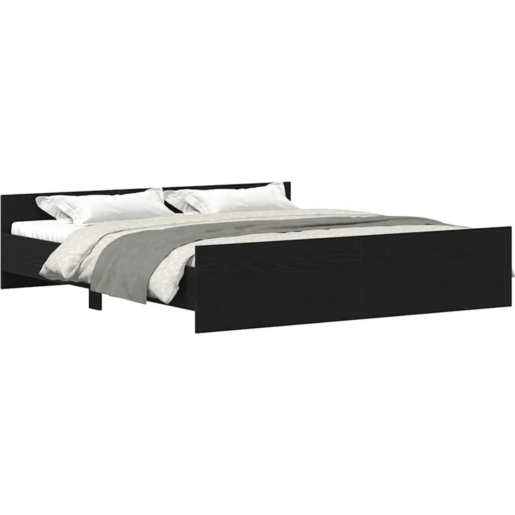 vidaXL Bettgestell ohne Matratze Schwarze Eiche 180x200 cm Holzwerkstoff 3329322 – Bild 2