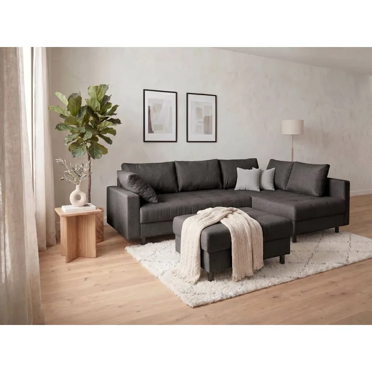 COLLECTION AB Ecksofa Toni XL L-Form B: 274 cm Set inkl. Hocker, AKTION mit Pet Topper, Set: Sofa & Hocker, 2 Zierkissen, Bonell-Federkern