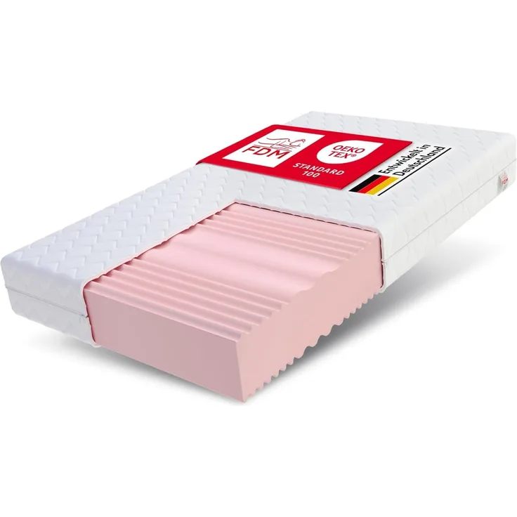 FDM Matratze 100x200 cm Härtegrad H3 H4 Höhe 24 cm Kaltschaummatratze Doppelseitige Rollmatratze HR-Schaum 7 Komfortzonen mit Hypoallergenem Waschbarem Jersey Bezug Oeko-Tex Verdura MAX Plus