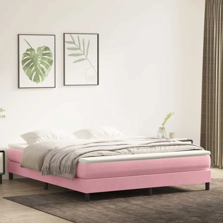 vidaXL Boxspringbett ohne Matratze Rosa 180x220 cm Samt 3315890 – Bild 1