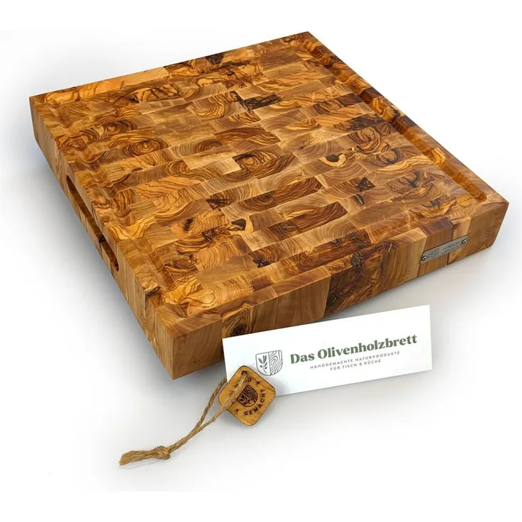 dasOlivenholzbrett Schneidebrett Massives Olivenholz Mosaik Schneidebrett mit Saftrille rechteckig, Olivenholz, (1-St)