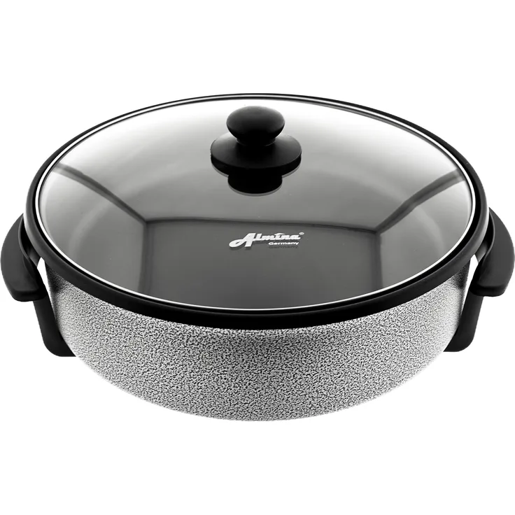 Almina Elektrische Multifunktionspfanne Bratpfanne Pizzapfanne Antihaftbeschichtet 42x11 cm