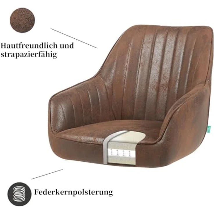 DUBI Möbel Polsterstuhl Mika-Luis 2er-Set, Federkern, Eiche geölt, 360° drehbar, Rückstellfunktion im 2er-Set – Bild 8