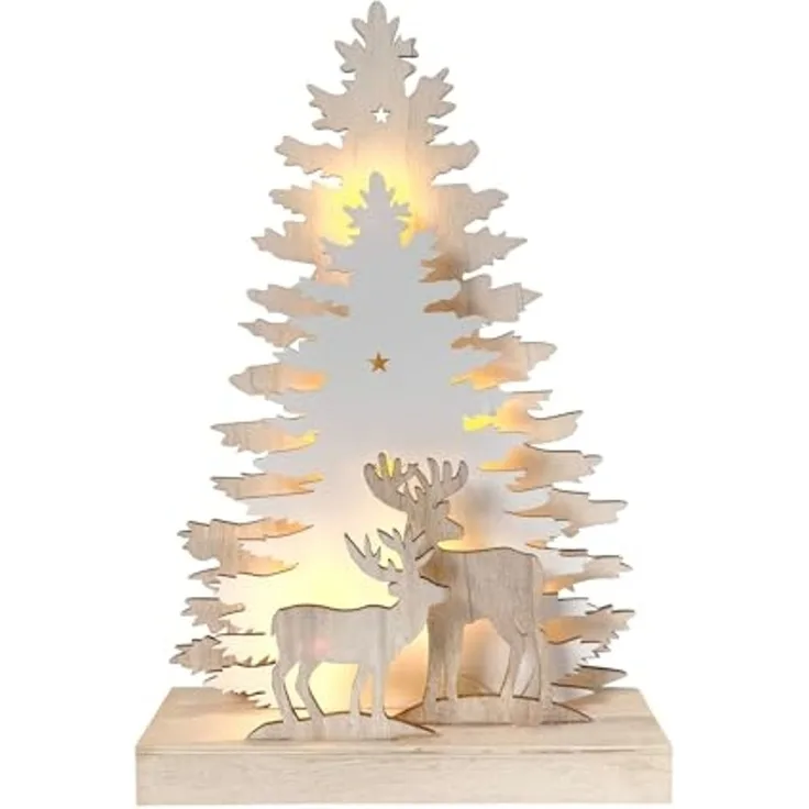 HTI-Living Rehe im Winterwald Beleuchtete Weihnachtsszene