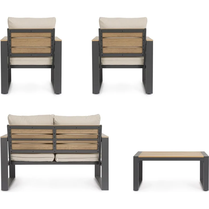 Garten-Set Orendra Aluminium, modern und wetterfest, 4er Gruppe, anthrazit beige, inkl. Kissen – Bild 7