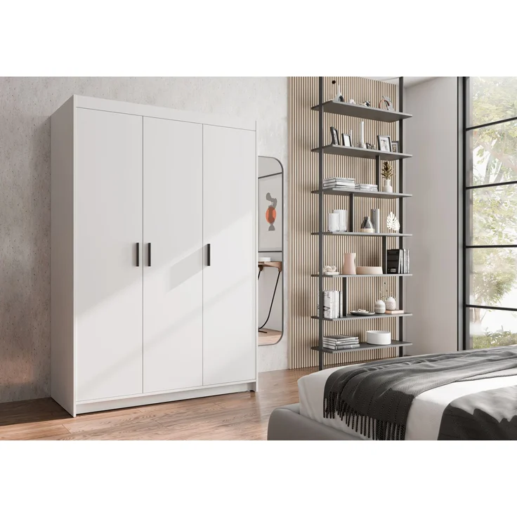 AX LIVING Storicos 3T 3 türig Kleiderschrank Weiß 133cm Breite, modern – Bild 2