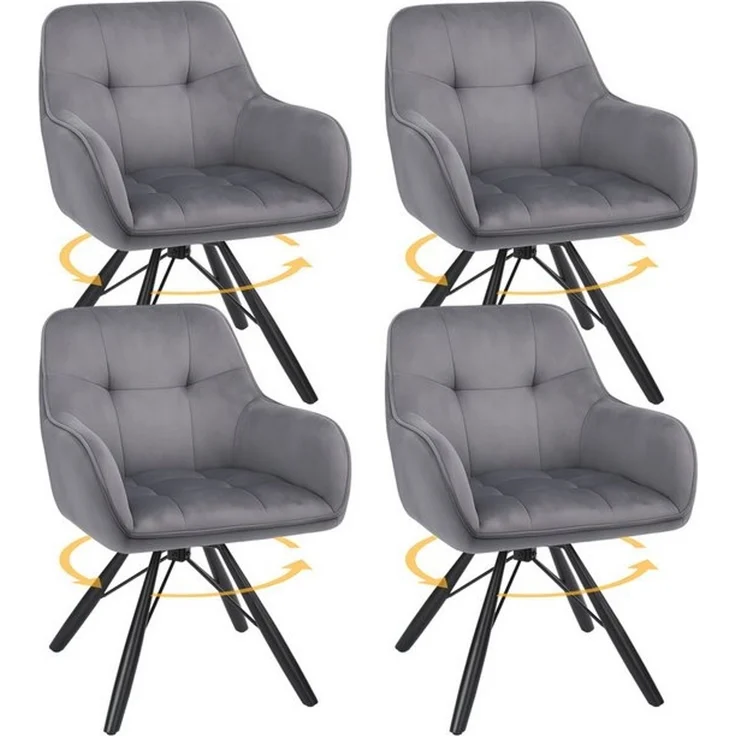 oyajia Polsterstuhl Esszimmerstühle drehbar mit Armlehnen (4 St), 360 Grad Drehfunktion, Samtpolsterung – Bild 4