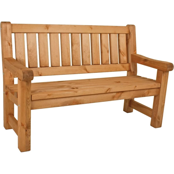 Gartenbank ALLGÄU 124 cm Kiefer natur geölt mit Armlehne 2-sitzig – Bild 2