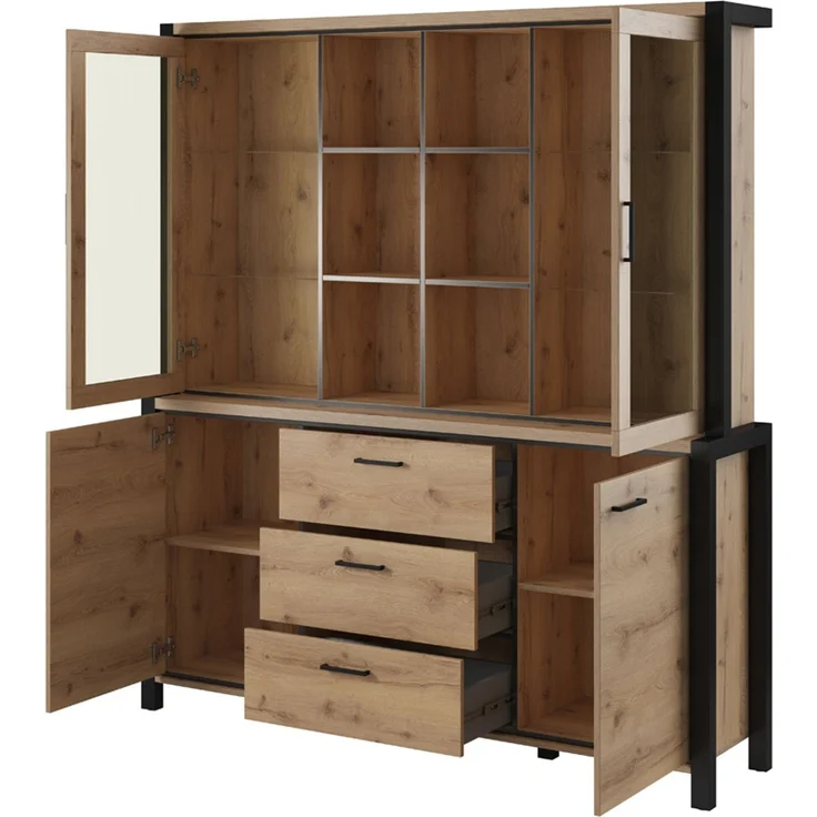 Esszimmer Buffetschrank Set ACCRA-83 in Taurus Eiche Nb. mit LED Beleuchtung, B/H/T: ca. 180/200/41 cm – Bild 4