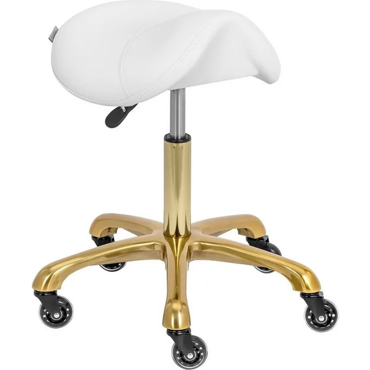 Physa Drehstuhl Sattelhocker schwarz/ golden ergonomischer Rollhocker höhenverstellbar, Schwarz, Golden