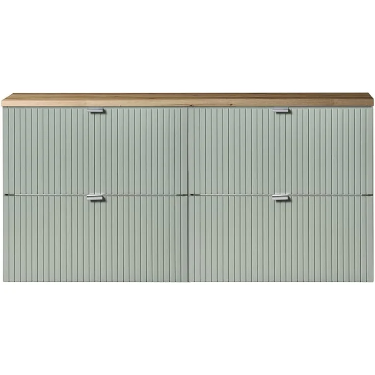Lomadox Unterschrank NEWPORT-56-GREEN Waschtisch Doppelwaschtisch 120cm, grün und Eiche, gerillte Front