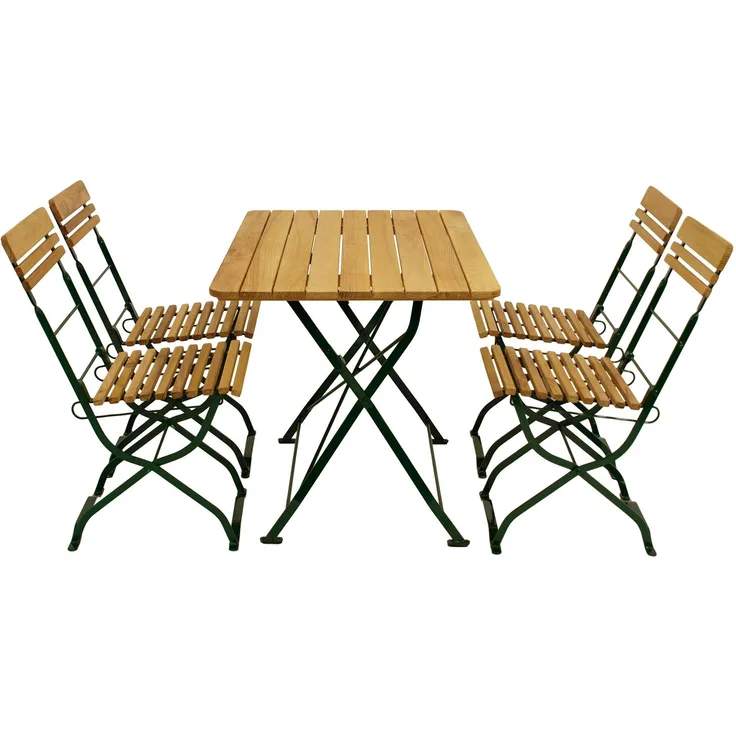 DEGAMO MÜNCHEN Garnitur 5-teilig, Metall + Robinie, grün/natur, Tisch 70x110cm