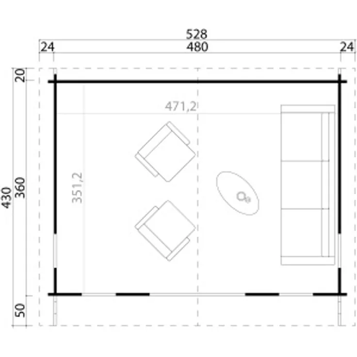 Lasita Maja Gartenhaus Elgin 44 ISO Gartenhaus aus Holz Holzhaus mit 44 mm Wandstärke Blockbohlenhaus mit Montagematerial