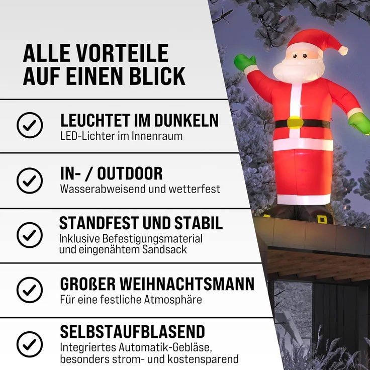 Monzana Weihnachtsmann mit Beleuchtung XXL aufblasbar – Bild 7