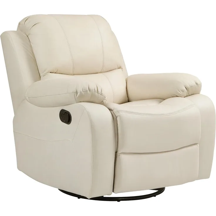 HOMCOM Relaxsessel 135° neigbar, mit Fußstütze, belastbar bis 150 kg (Fernsehsessel, 1-St, Liegesessel), für Wohnzimmer, Cremeweiß