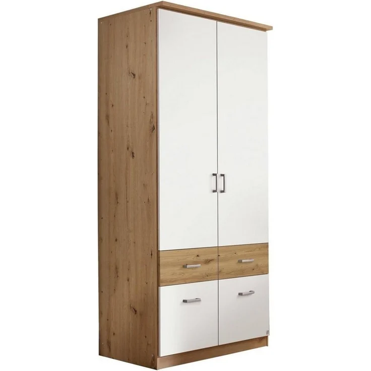 rauch Drehtürenschrank BREMEN, Alpinweiß, Artisan Eiche Dekor, 2 Türen, 4 Schubladen – Bild 5