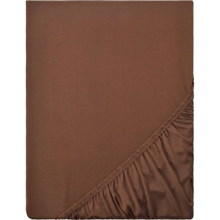 NatureMark Spannbettlaken Jersey Basic Spannbetttuch, 100% Baumwolle, Gummizug: rundum, (1 Stück), in vielen Größen und Farben, bis 40cm Steghöhe, 200x220cm, Braun – Bild 2