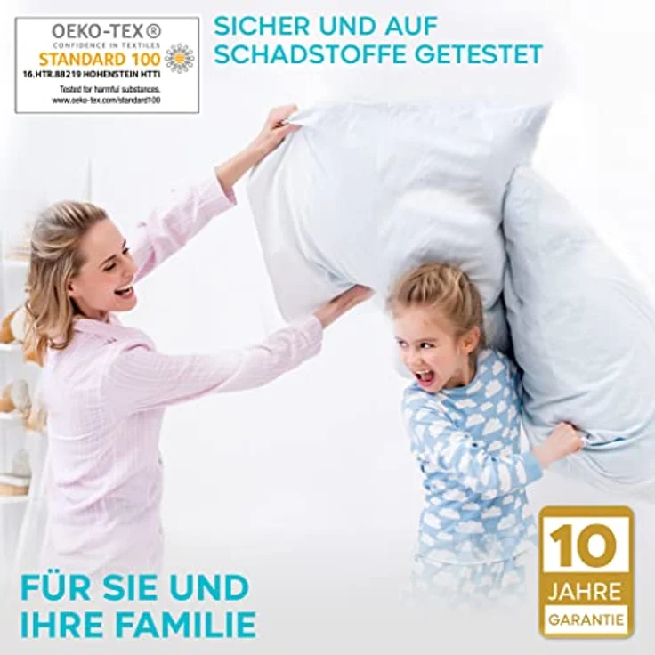 Kissenschoner 80x80 - 2er Set Wasserdichter Kissenbezug 80x80 mit Reißverschluss - Oeko-Tex Zertifiziert - Twinzen-Technologie Kissenschutzbezug 80x80 cm Weiß – Bild 5