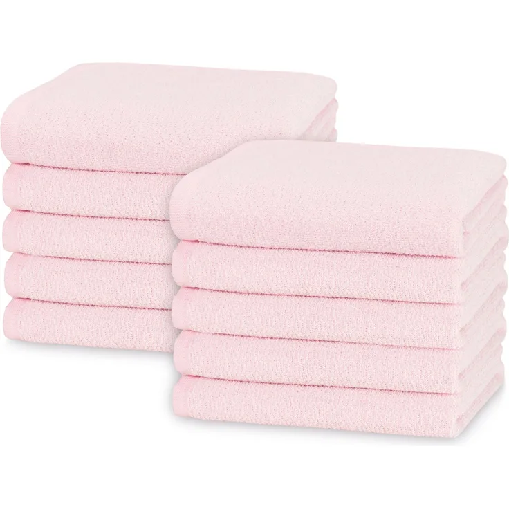 ZOLLNER 10er Set Handtücher, 70% Baumwolle, 30% Polyester, rosa, 50x100 cm