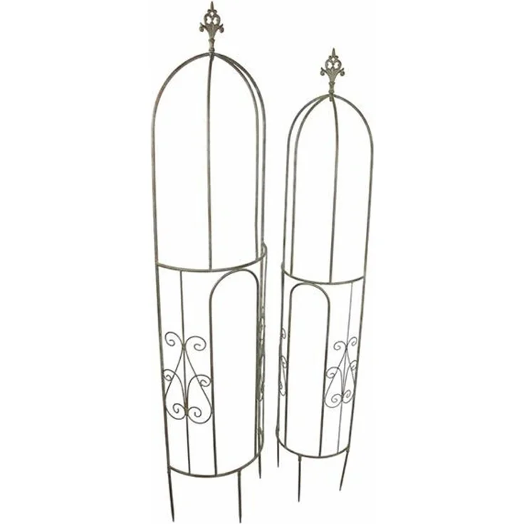 2x Rankturm "Lilie" aus Metall, braun, 137 & 146 cm hoch, Rankhilfe halbrund, Rankkegel, Rankgerüst – Bild 1