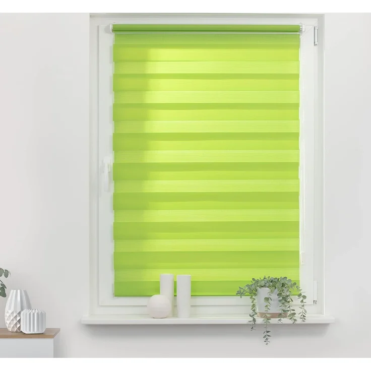 Lichtblick Doppelrollo Klemmfix ohne Bohren, Streifen, Blickdicht, Klemmträger-Montage, Sichtschutz, Wandmongtage, Deckenmontage, für Fenster und Türen Grün,60x150 cm (B x L) – Bild 3
