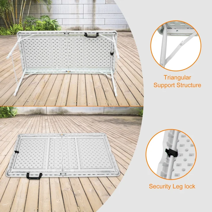 Abrihome Gartentisch 25 cm höhenverstellbar mit 135 kg Tragkraft, Weiß, 74x61x125 cm – Bild 8