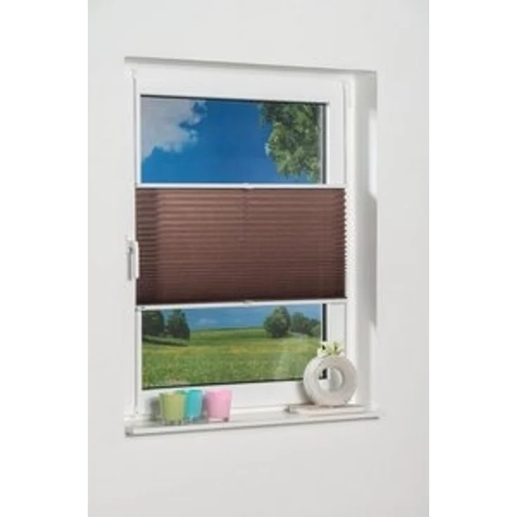 K-home Klemmfix-Plissee Palma 50x210 cm (B x L) Mokka Lichtschutz +++ Moderne Crushed Optik +++ – Bild 6