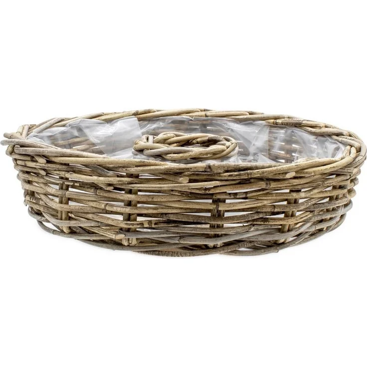 Spetebo Pflanzschale Rattan Blumenschale natur mit Folie - 40 cm (Anzahl, 1 St, Stück), zum direkten Bepflanzen geeignet – Bild 3