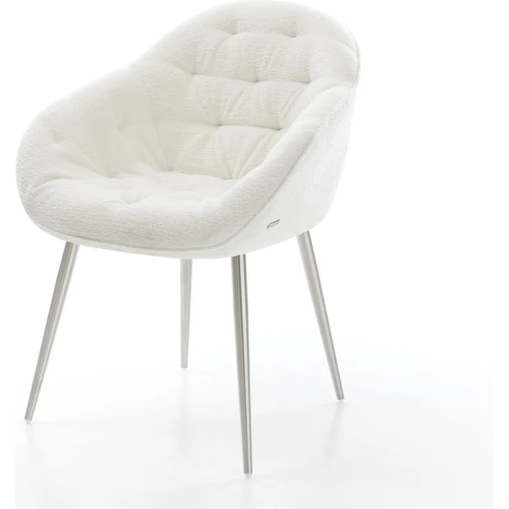Esszimmerstuhl Gaio-Flex Bouclé Soft Beige 4-Fuß konisch Edelstahl – Bild 1