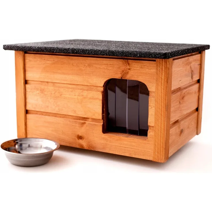 QLS Tierhaus Outdoor, Katzenhaus Katzenhütte Katzenhöhle für draußen winterfest isoliert