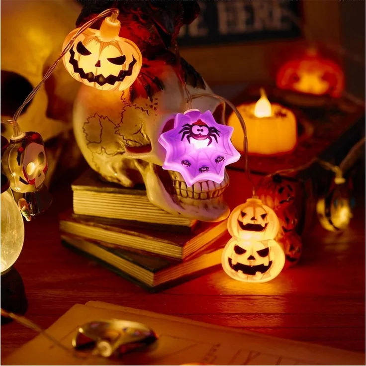 Bomiclss LED-Lichterkette 3M Halloween-LED-Lichterkette mit Kürbis-Laternen – Bild 2