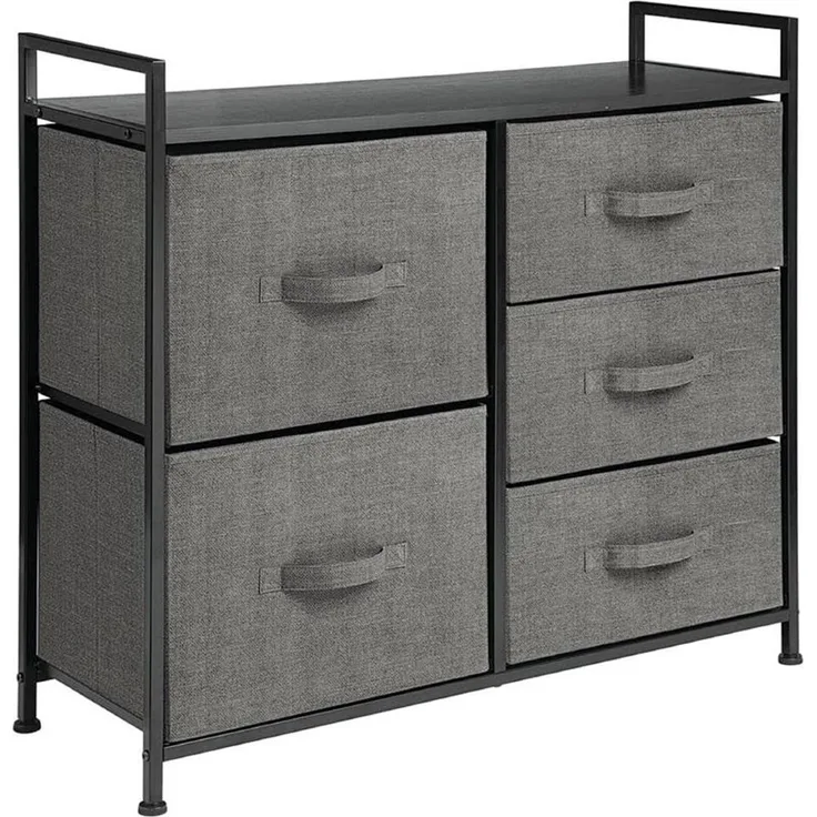 Schmaler Stoff Schrank 5 Schubladen Kommode Aufbewahrung anthrazit 82 cm mDesign