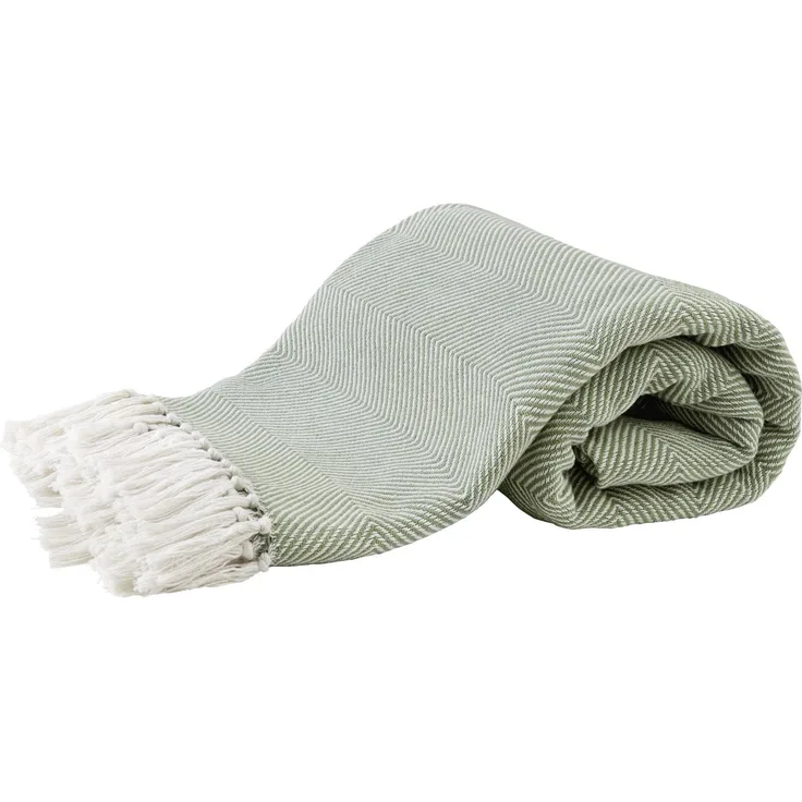 Hahn Plaid Wohndecke Tagesdecke mit Fransen 280x250 wollweiß oliv 515001-50