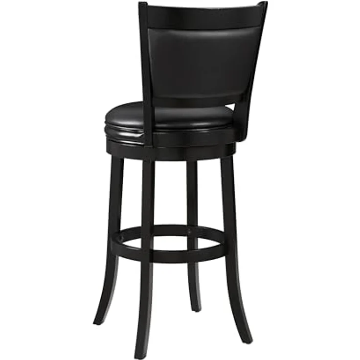 Ball & Cast Gepolsterter Drehbarhocker, Pub Höhe Hocker-Stuhl mit Rückenlehne & Fußstütze, Holzrahmen Barhocker für Küche und Esszimmer, schwarz – Bild 6