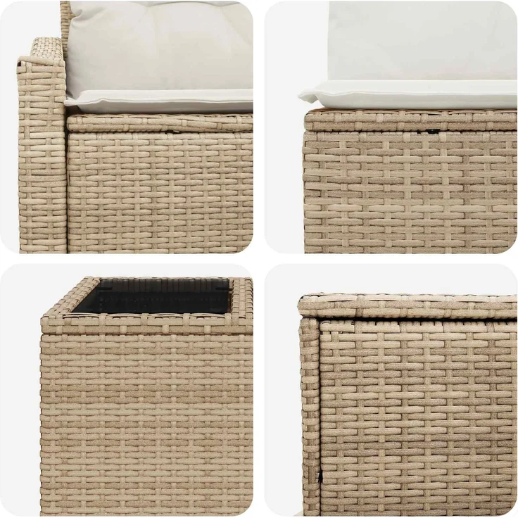 vidaXL Sofa Set 8 stk. Beige und Cremeweiß Polyrattan und Stahl 3448230 – Bild 8